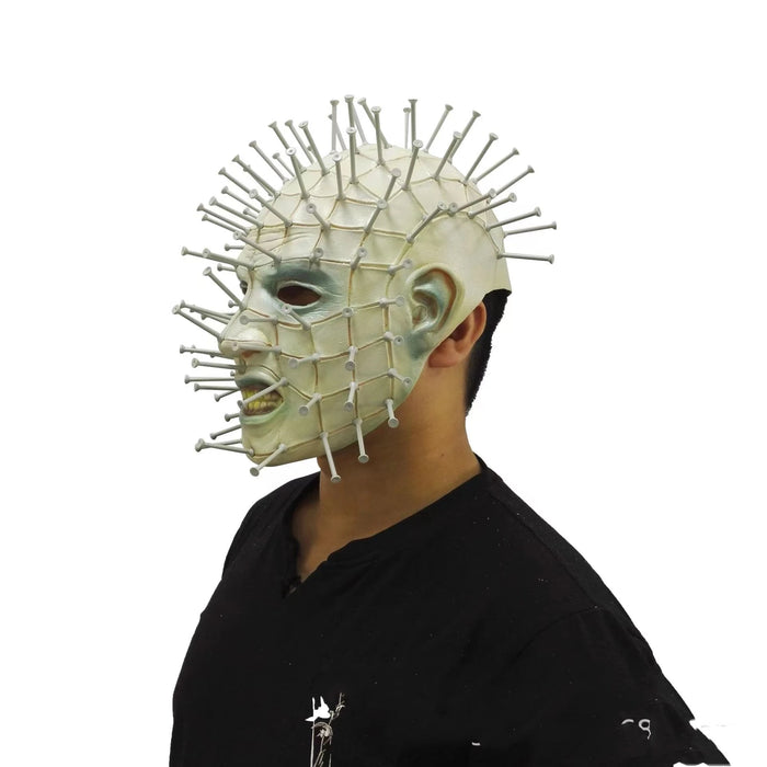 movie Hellraiser Pinhead face Mask Halloween Funny Rubber Scary Masks Toy Props Costume Accessories for Adults and Children