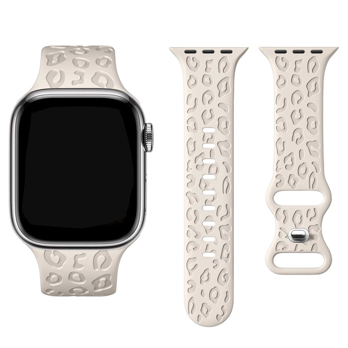 Engraved Band for Apple Watch 44MM 49mm 40mm 41 45mm 38/42mm Leopard Silicone Sport Strap for IWatch Series Ultra 8 7 6 SE 5 4 3