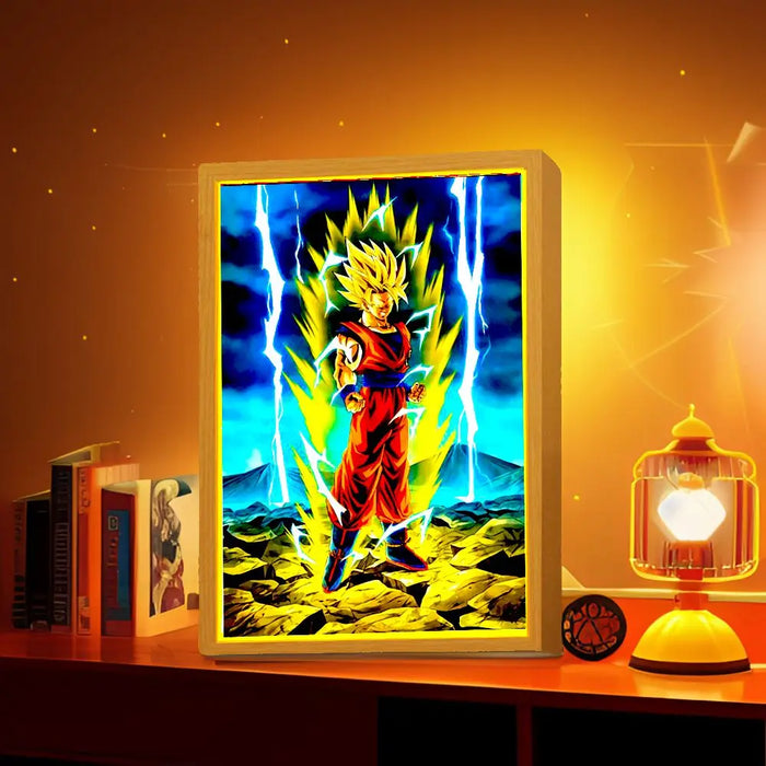 Goku Vegeta Led Night Light - Anime Figure Dragon Ball  Light Painting Photo Frame - Birthday Bedroom Decor Original Gifts Moon Lamp