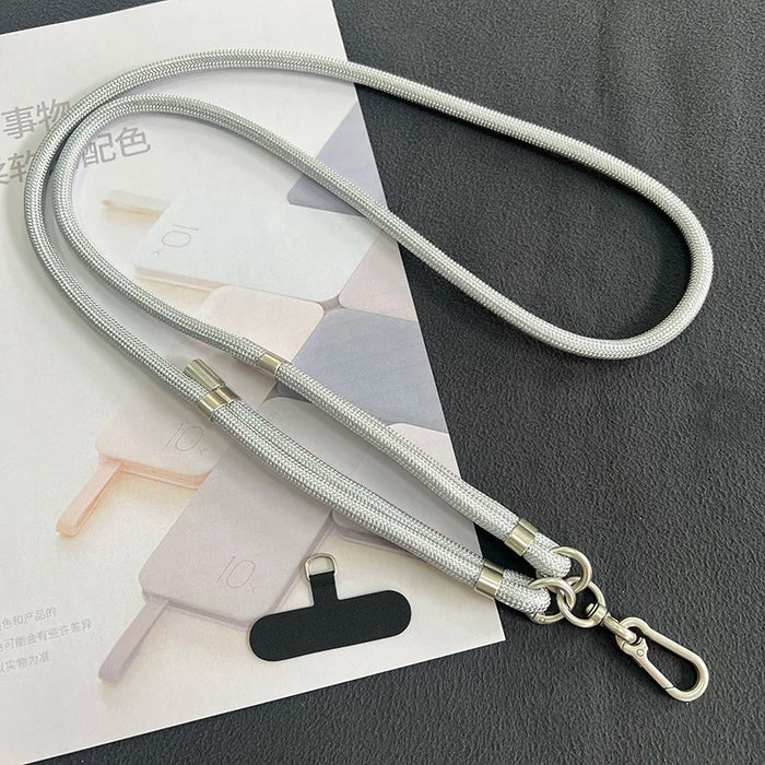 New Lanyard Silver Double Buckle Adjustable Wrist Hand Crossbody Strap Cord Hang Mobile Cell Phone Shoulder Chain Key Rope