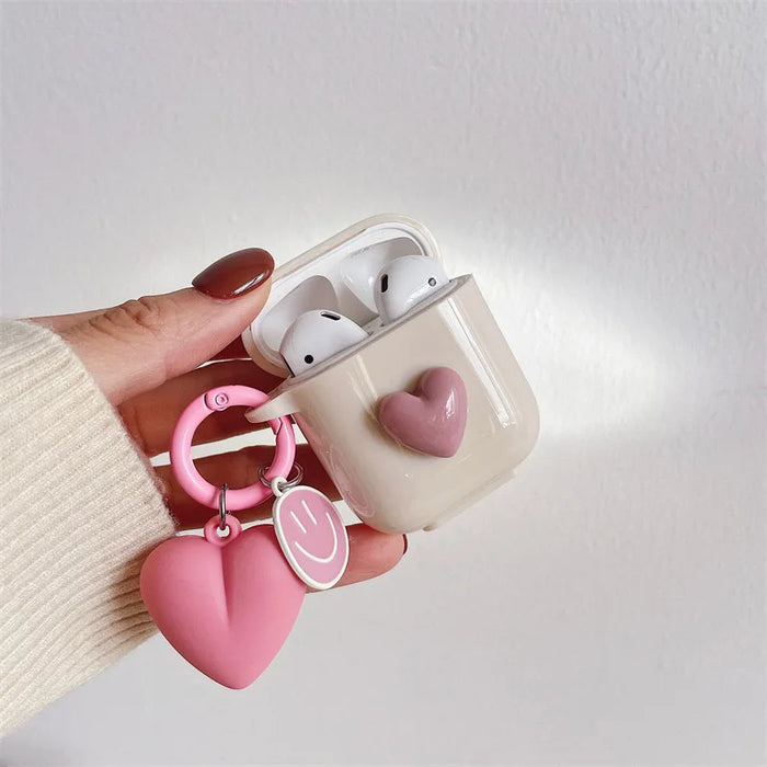 Cute Retro Beige Case for Apple AirPods 1 2 3rd Generation Bear Cherry Case for AirPods Pro Case Keychain Lanyard Luxury Case