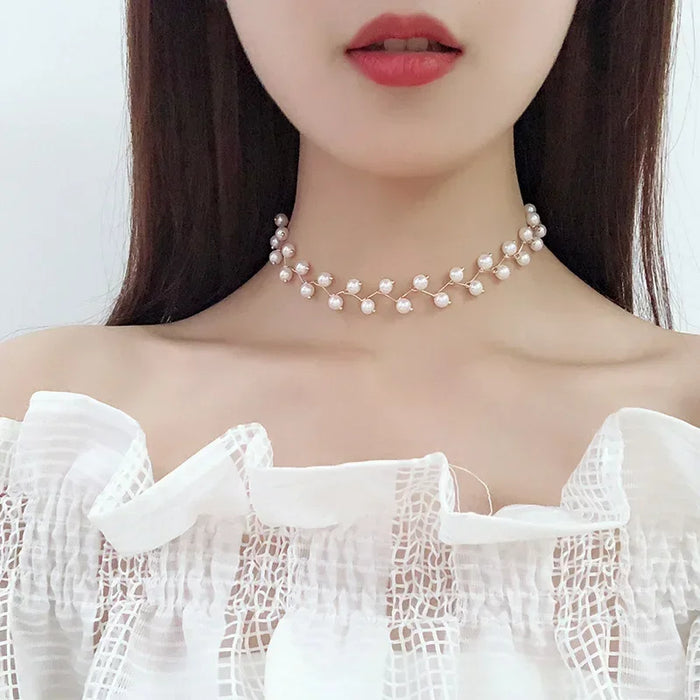 Luxury Imitation Pearl Beads Choker Women Girl Necklaces Fashion Elegance Wedding Bridal Necklace Y2k Jewelry