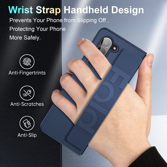 Luxury Ultra-thin Matte Silicone Wrist Strap Case For Samsung Galaxy Fold 5 4 3 5G Folding Shockproof Hard Back Cover