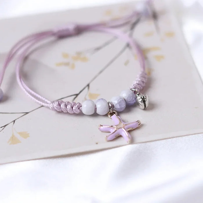 Creative Handmade Starfish Shells Pearl Pendant Adjust Bracelet Anklet Friendship Bracelets On Hand For Woman Luxury Jewelry