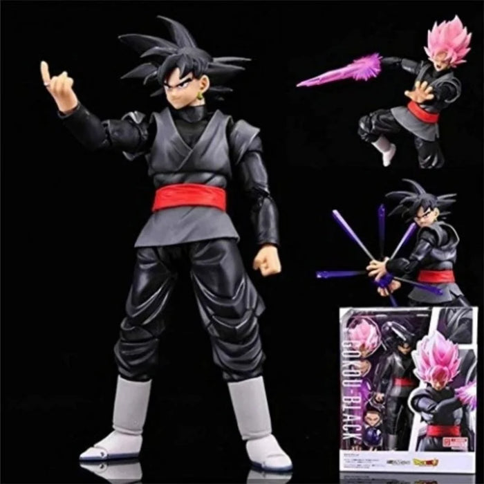 14cm Anime Dragon Ball Black Goku Zamasu Action Figure  Super Saiyan Movie Version Dbz Model With Multiple Accessories Toys