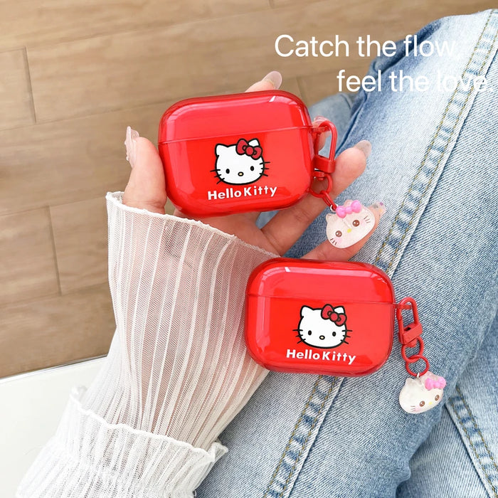 Cute Cartoon Sanrio Hello Kitty  Earphone Case For AirPods 4 1 2 3 Pro 2021 Wireless Bluetooth Headset Soft TPU Protective Cover