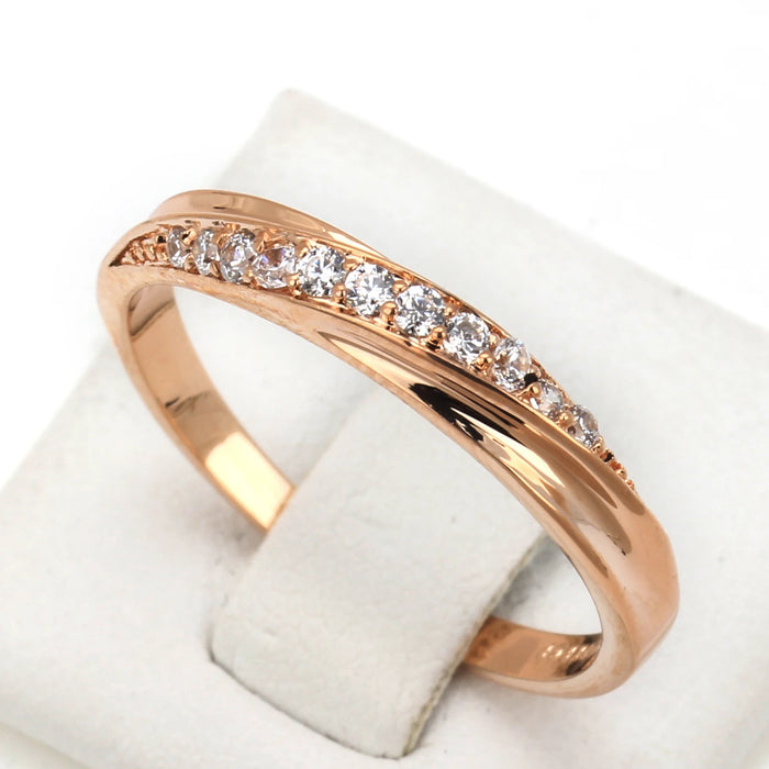 ZHOUYANG Wedding  Ring For Women Lovers Simple Cubic Zirconia Rose Gold Color Fashion Jewelry