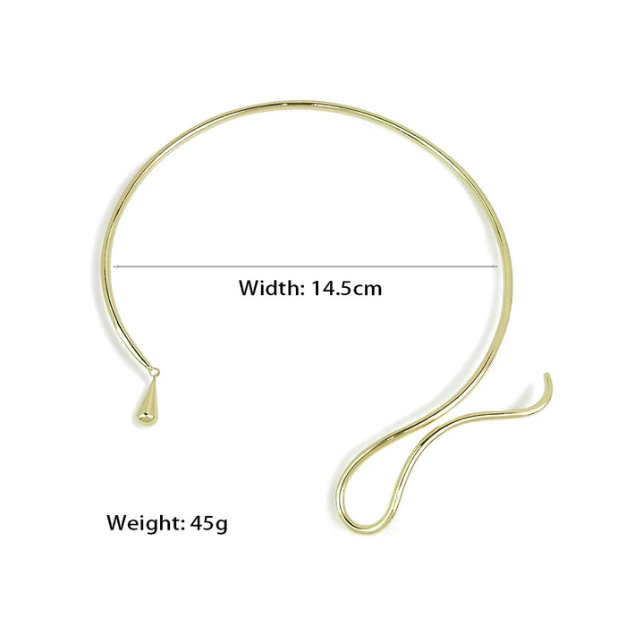 Fashion Simple Solid Alloy Torques Choker Necklace Gold Color Choker Rigid Metal Statement Collar Jewelry Bijoux