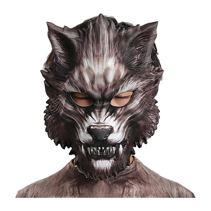 Werewolf Cosplay Costume Jumpsuit 3D Mask Suit Bodysuit Carnival Birthday Party Clothes Animal Wolf Costume for Boys Adult