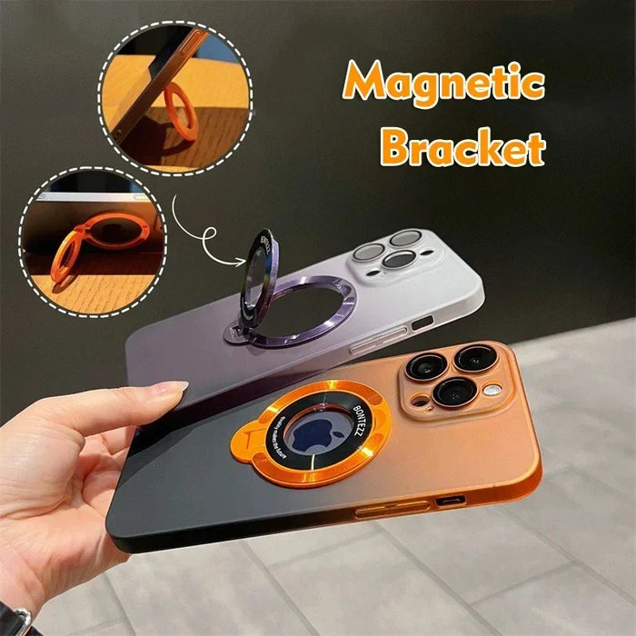 Luxury Gradient Bracket Magsafe Case for iPhone 13 14 15 16 Pro Max iPhone 16 Plus Magnetic Charging Kick Stand Holder Cover