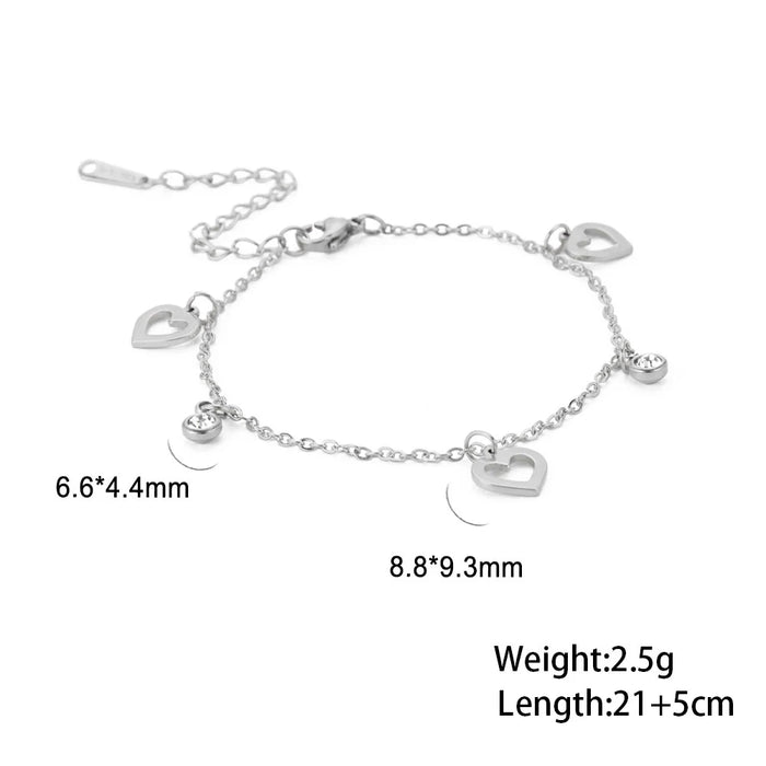 Fashion Stainless Steel Fashion Tiny Heart Charms Anklet Girl Summer Beach Dainty Moon Star Dangles Bohem Cute Ankle