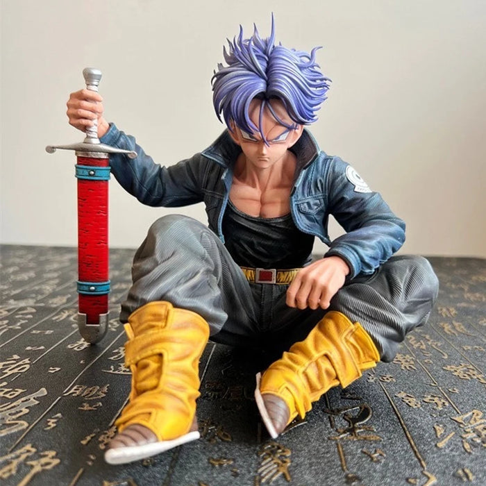 Dragon Ball Trunks Action Figure Statue 16cm PVC Ornaments Anime Super Saiyan Sitting Position Torankusu Figurine Model Toys