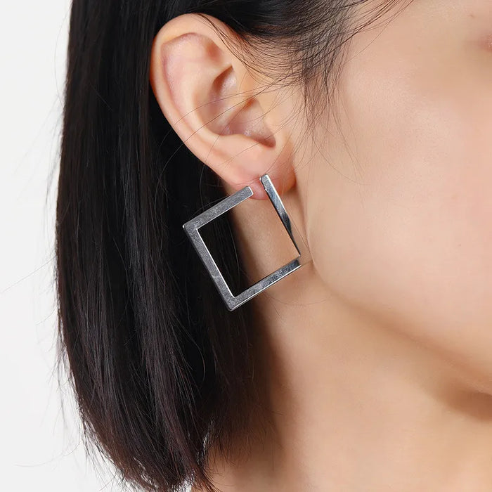 Retro Minimalist Square Earrings Irregular Stud Earrings New Exaggerated Cold Wind Fashion Earring for Women Opening Accessories