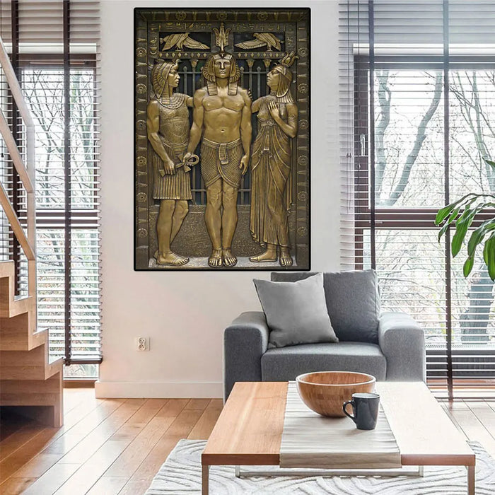 Black Golden Ancient Egyptian Art Prints 3D Posters Pharaoh And His Maidens Canvas Wall Painting For Room Decorative Pictures