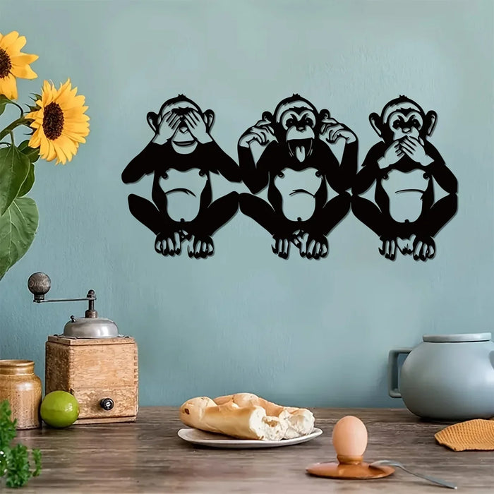 CIFBUY Deco Wise Monkeys Metal Wall Hanging Art Monkey Trio Decor See No Evil Art Hear No Evil Decor Metalwork Sculpture Primate