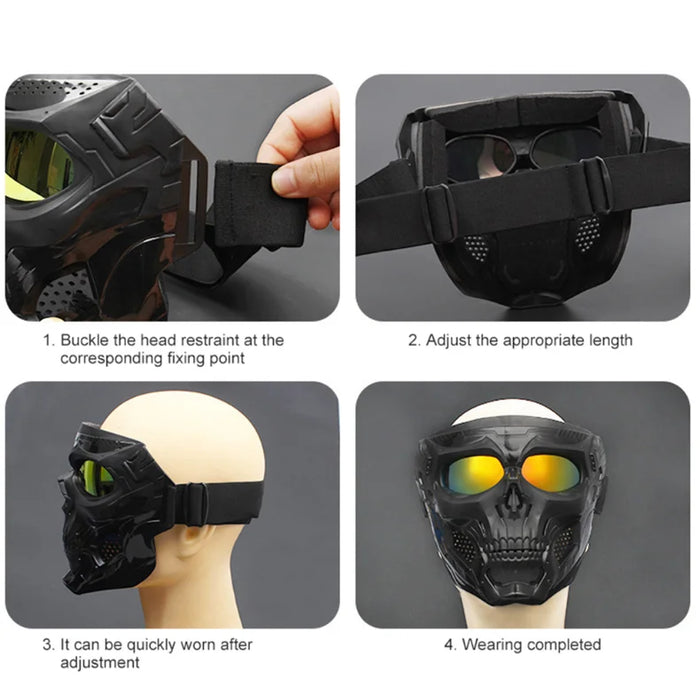 Cycling Colored Goggle Motorcycle Skull Skeleton Mask Windproof Full Face Mask Paintball Game Tactical Protection Helmet Mask