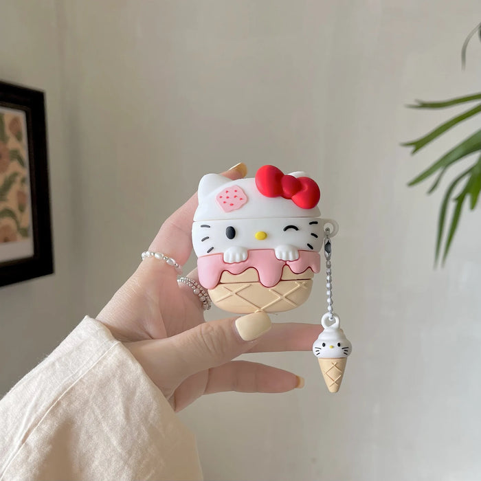 For Airpods Pro 2 Case,Hello Kitty Ice Cream Style For Airpods 3 Case,Soft Silicone Earphone Cover For Airpods Pro