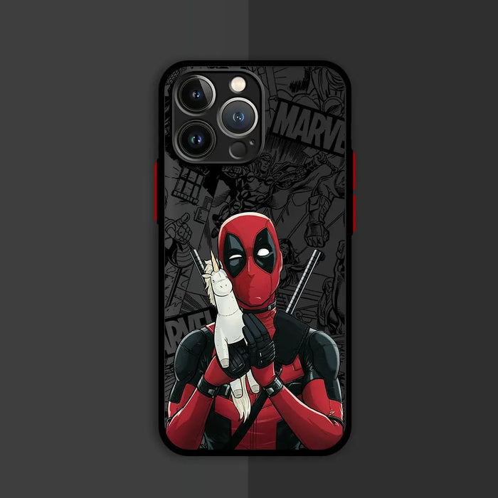 Marvel Deadpool Hard Luxury Matte Cover Case for iPhone 16 15 14 16 Plus Max 13 Mini 15 16 Pro Max