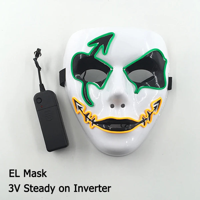 Neon Light LED Mask LED Halloween Scary Mask Cosplay Party Masque Masquerade Masks Halloween Costume Carnival Glow Party Props