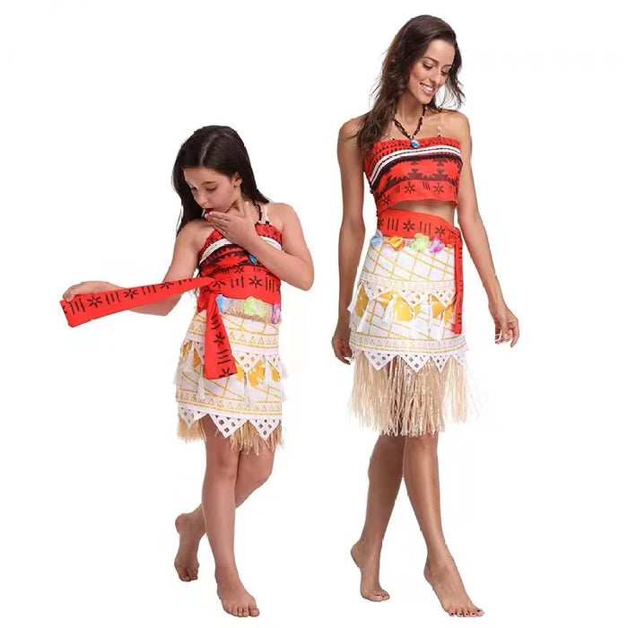 Cosplay Vaiana Moana Princess Costume Dress Adult Necklace Wig Girl Halloween Party Moana Dress Costume Cosplay