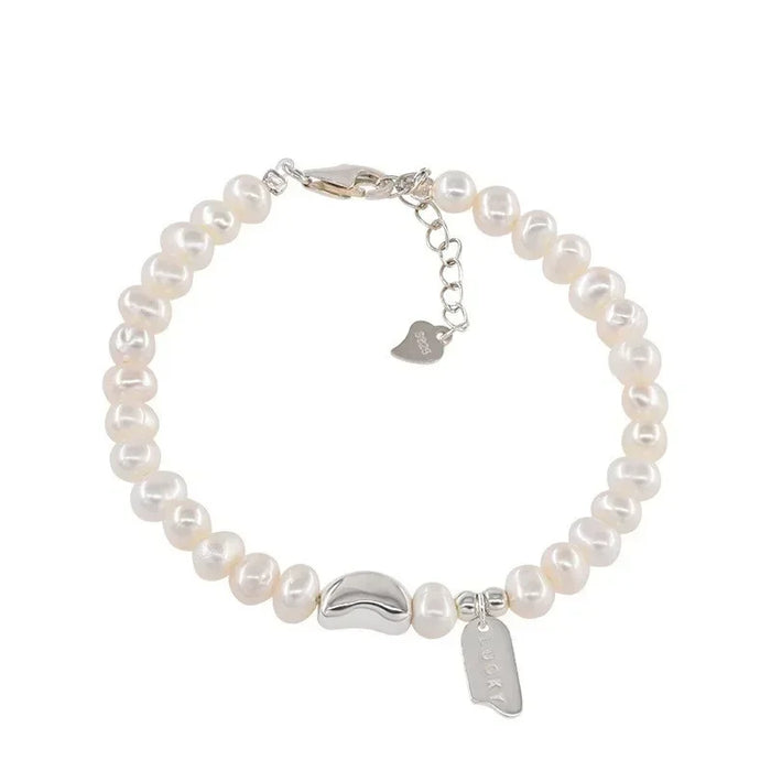 New 925 Sterling Silver Bracelet Pearls Knots Bracelet for Women Fashion Heart Pearls Bracelet  Luxury Jewelry Accessories