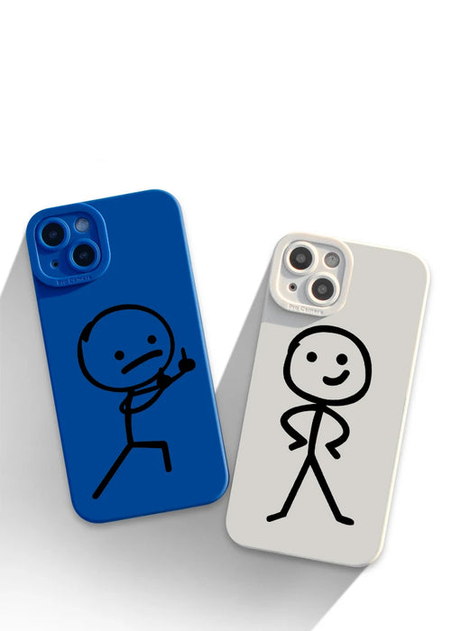 Cute Cartoon Matchman Matte Silicone Phone Case For iPhone 16 14 15 Pro Max Soft Back Cover