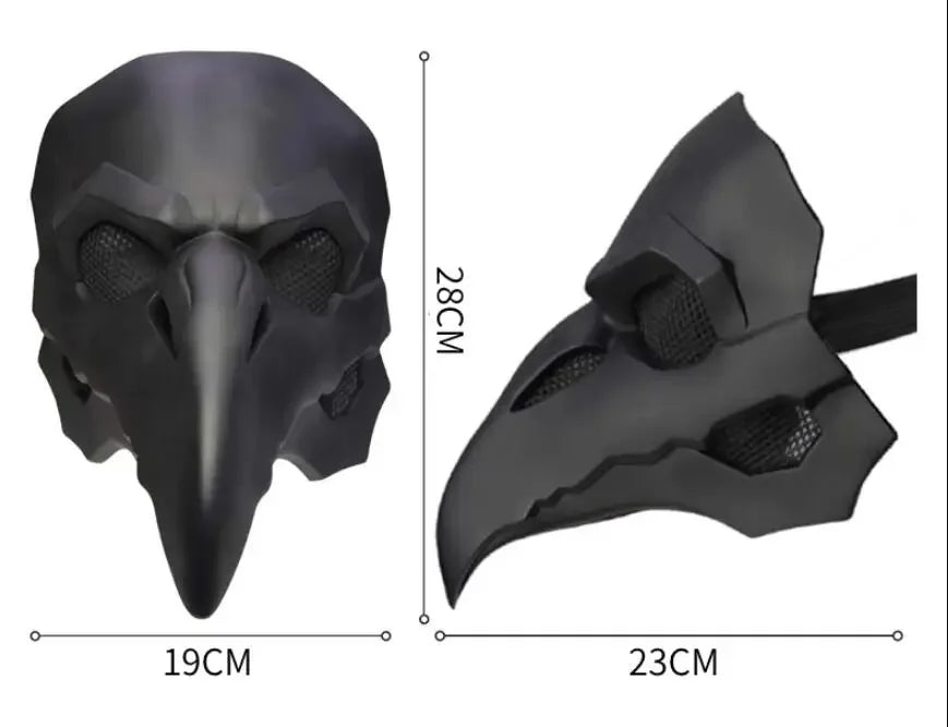 PVC Punk Crow Mask Reaper Nevermore Black Skin for Overwatch Plague Doctor Cosplay Masks Birds Long Nose LED Eyes Retro Rock