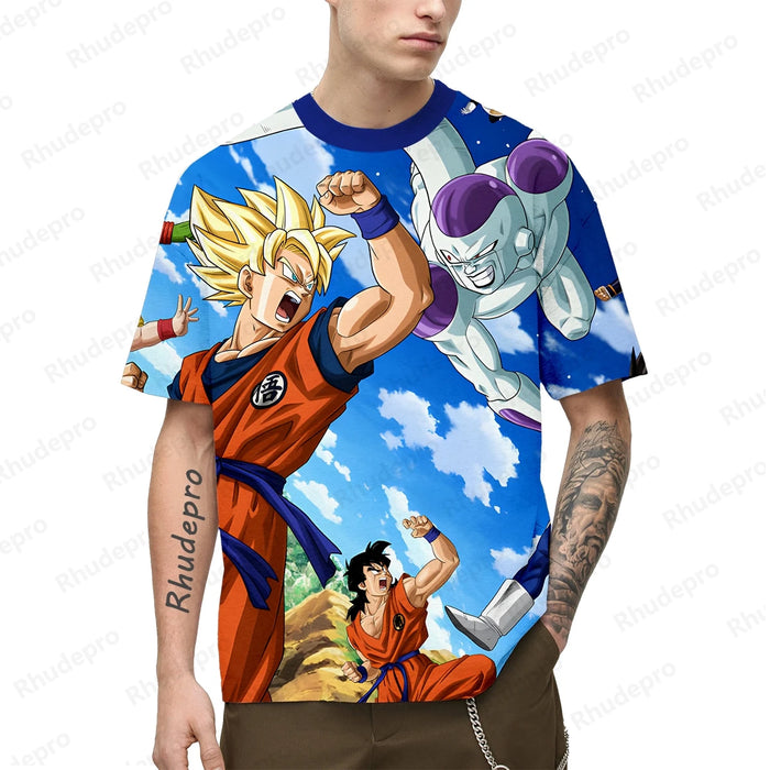 2024 New Anime Goku 3D Printed Men's T-shirt Children's Street Leisure Sports Top Summer Cosplay T Shirt Short sleeve