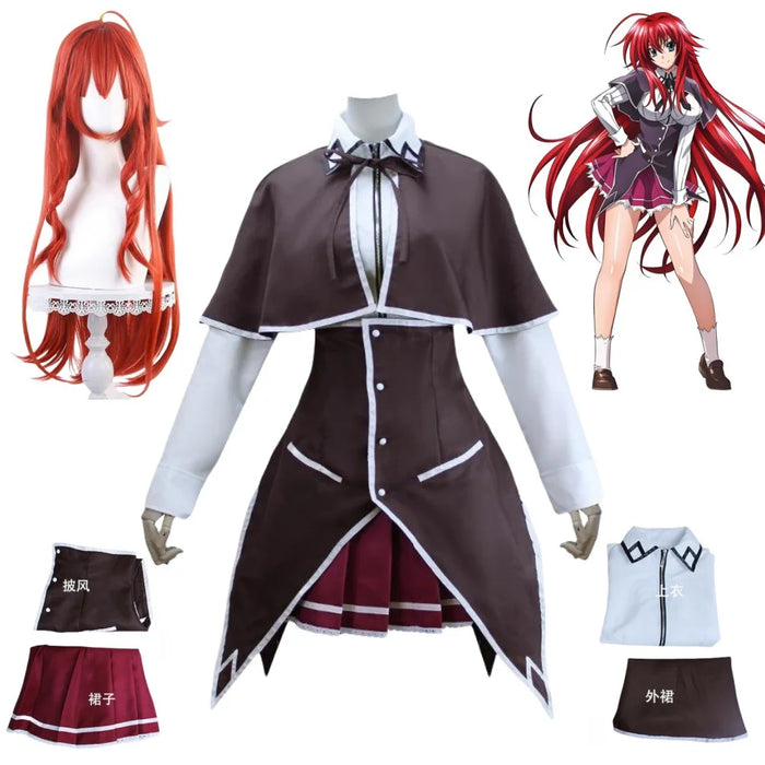 Rias Gremory Cosplay Anime High School DxD Costume Wig Ruin Princess Halloween Party Set