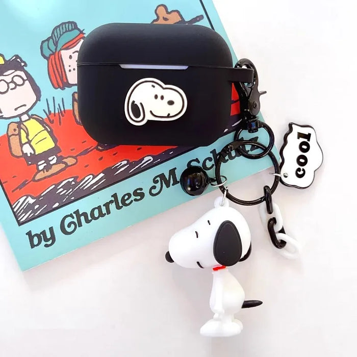 MINISO Snoopy Earphone Case Cover for Airpods 4 Pro 2 3 Silicone Wireless Earbuds Charging Box Protective Shell With Keychain