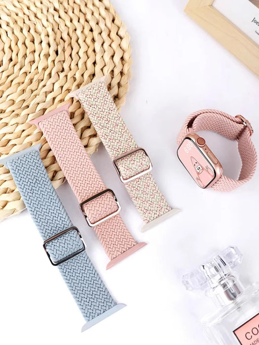 Braided Solo Loop For Apple watch band 45mm 44mm 40mm 49mm 38 41mm Elastic correa bracelet series 8 9 5 4 3 SE 6 7 Ultra 2 strap