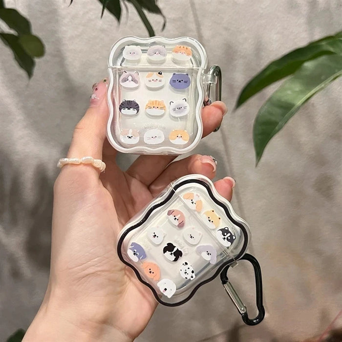 Ins Korean Cute Cartoon Couples Headphone Cover For Airpods 1 2 3 Earphone Coque Soft Wave Case For Apple Airpod Pro 2nd Keyring