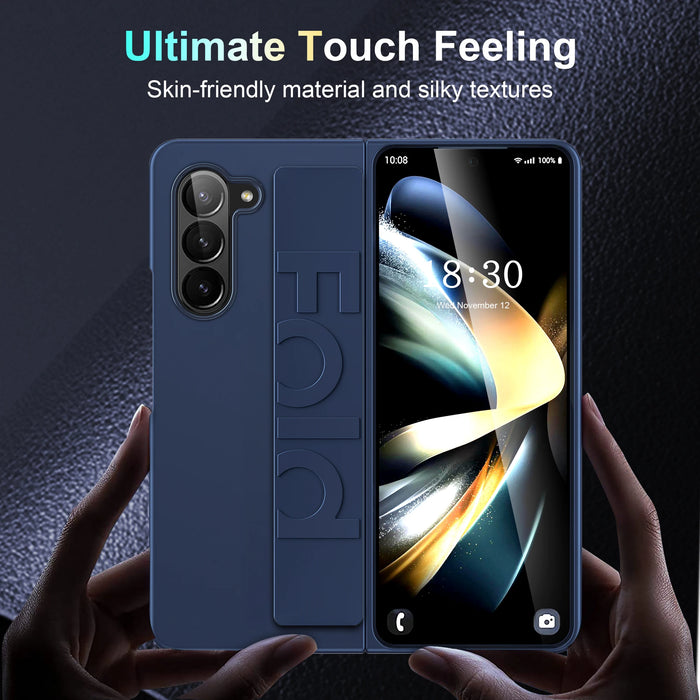 Luxury Ultra-thin Matte Silicone Wrist Strap Case For Samsung Galaxy Fold 5 4 3 5G Folding Shockproof Hard Back Cover