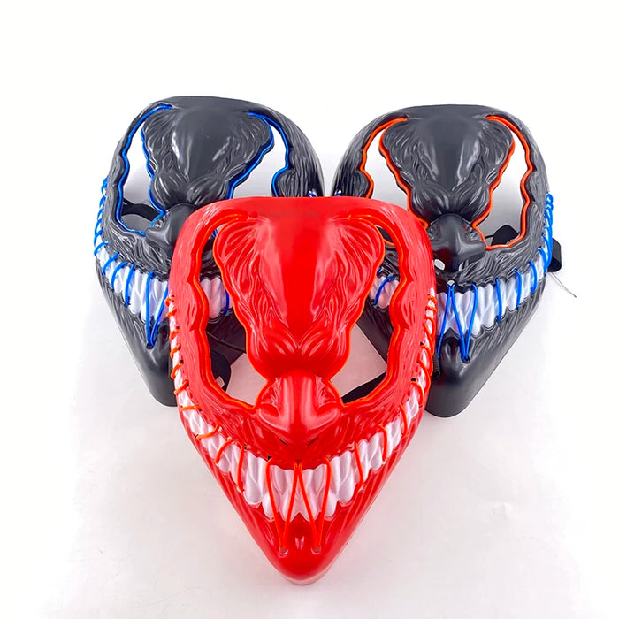 New Arrival Halloween Mask Horror Venom  LED Luminous Mask Cosplay Costume Makeup Prom Party