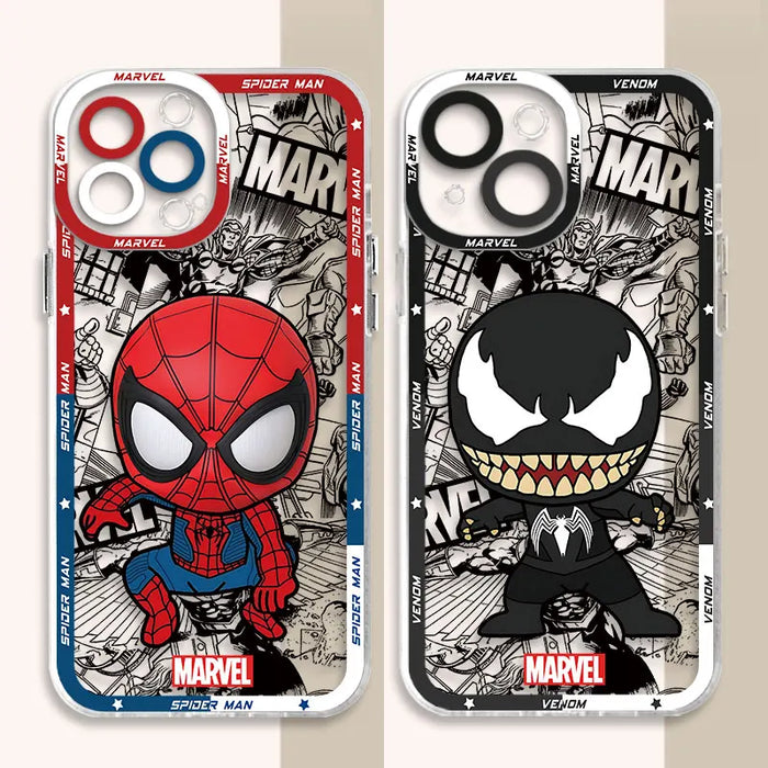 Marvel Spider Man Venom Phone Case for Apple iPhone 13 Pro Max 15 Plus 12 Mini 14 Pro Silicone Cover Clear