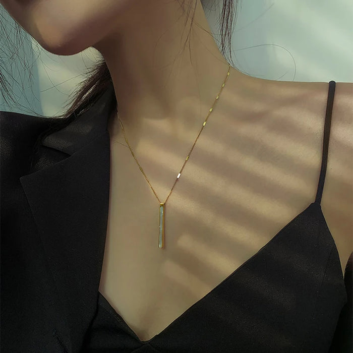 new titanium steel color fast chain shell long pendant necklace for women fashion luxury girl's clavicle chain  jewelry