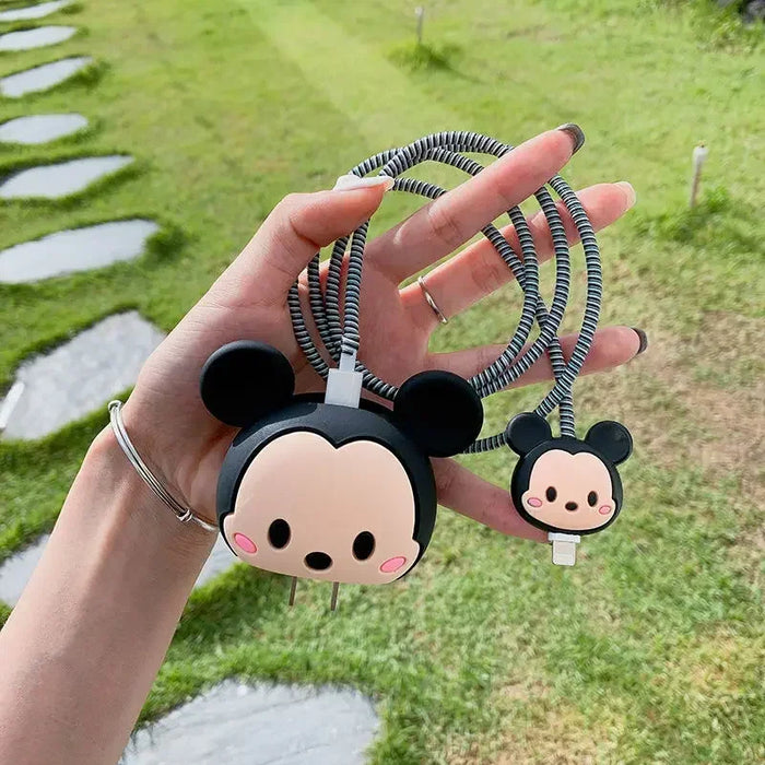 4Pcs/Set  Cute 3D Cartoon Set Cable Protector for iPhone / iPad 18W/20W Charger Case Phone Wire Cord Organizers