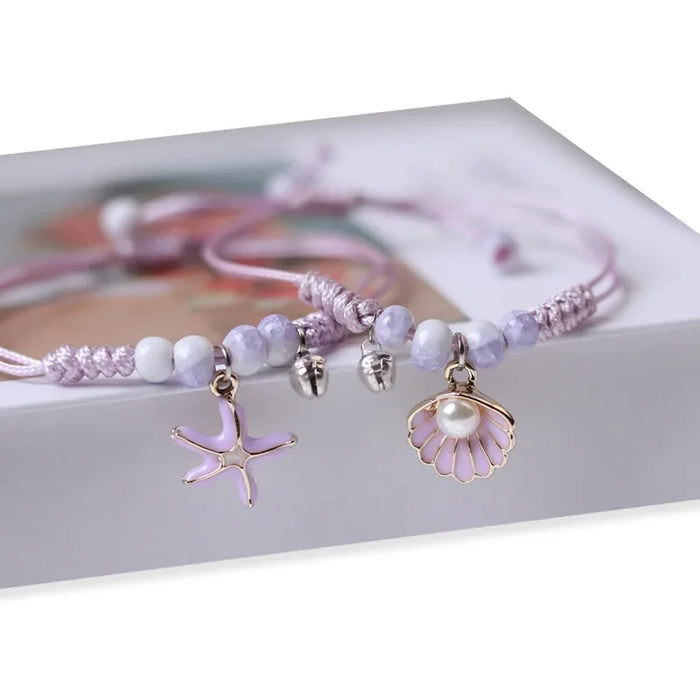 Creative Handmade Starfish Shells Pearl Pendant Adjust Bracelet Anklet Friendship Bracelets On Hand For Woman Luxury Jewelry