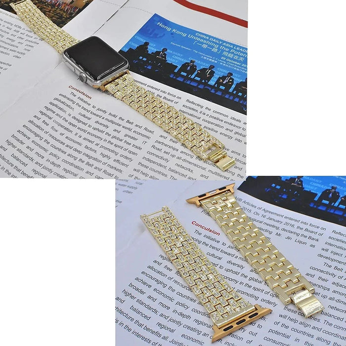 For Apple Watch Band Ultra 49mm 45mm 41mm 40/44mm 42mm Glitter Metal Strap Diamond Protective Case iWatch Series 9 8 7 6 5 4 SE