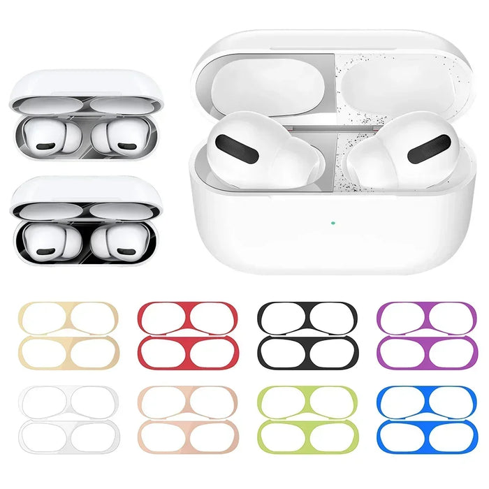 AirPods Sticker for Apple Airpods 1 2 3 Pro Pro2 Earphone Charging Box Dustproof Sticker Waterproof Metal Dust Guard Stickers