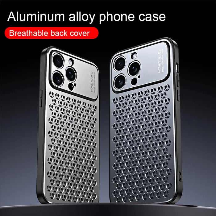 Aluminum Alloy Phone Case For iPhone 15 14 13 Pro Max Metal Breathable Back Cover