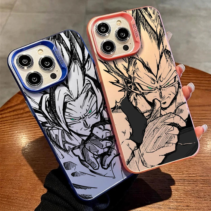 Dragon Ball Saiyan For Apple iPhone 15 14 13 Pro Max Plus Colorful Silver Cover Phone Case