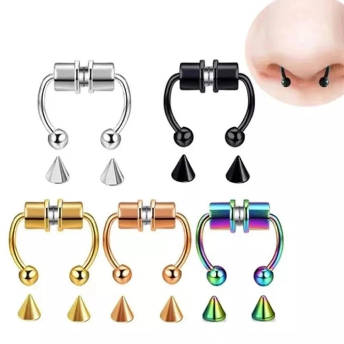 Stainless Steel Magnet Fake Nose Ring Hoop Fake Piercing Hoop Septum Rings For Women Fashion Gothic Rock Body Jewelry Gifts