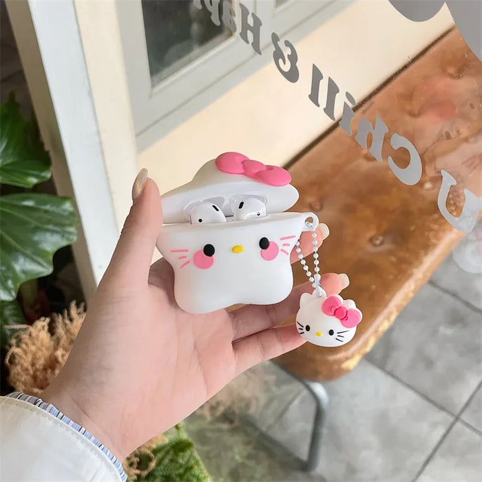 3D Hello Kitty Star Style Protective Earphone Silicone Cover For Airpods Pro 2 Case/Airpods 3 Case/Airpods 1/2 With Keychain