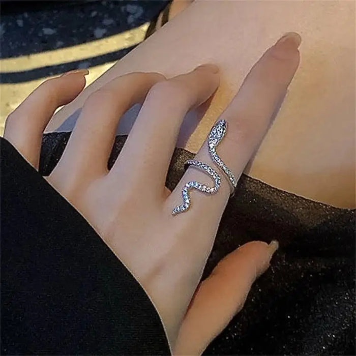 RAKOL Snake Ring Micro Inlaid Zircon Wound Small Female Simplicity Minority Designer Fashion Index Finger Ring