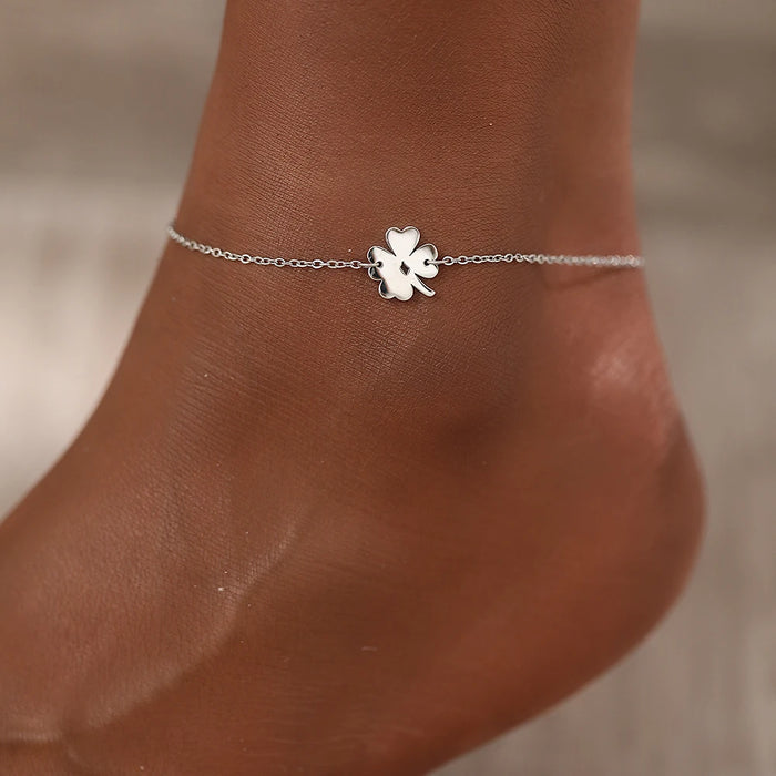 Stainless Steel Anklets Light Luxury Gorgeous Hanging Openwork Clover Anklet For Women Jewelry Banquet Fashion Exquisite Gifts