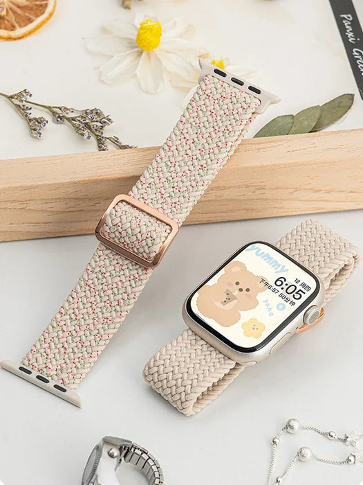 Strap for Apple Watch band 44mm 45mm 49mm 42mm 40mm 41mm 46mm Elastic Braided Solo bracelet correa Series 9 10 8 7 6 5 SE Ultra