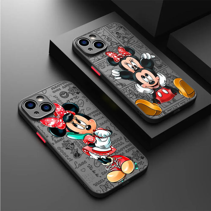 Disney Mickey Minnie Love Phone Case for Apple iPhone 15 16 Pro Max 13 14 Plus 12 Mini 11 Pro XR 8 SE 7 6S XS MAX Matte Cover