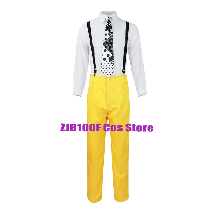 Carrey Cosplay Uniform Anime Costumes Yellow Trench Hat Suit Halloween Carnival Party Jim Clown Outfits Mask for Men