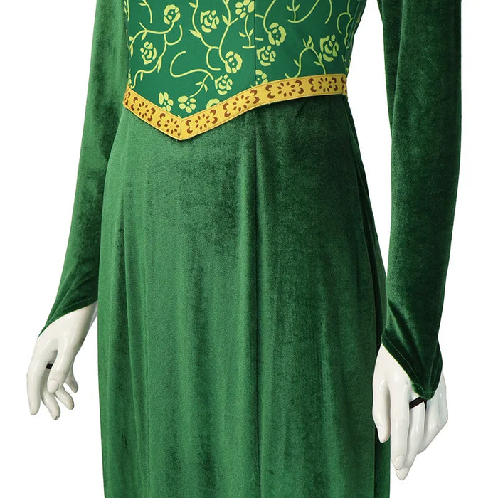 Shrek Cosplay Costume Anime Princess Green Dress Fiona Dress Shrek Cosplay Costume  Women Sexy Velvet Halloween Carnival Clothes